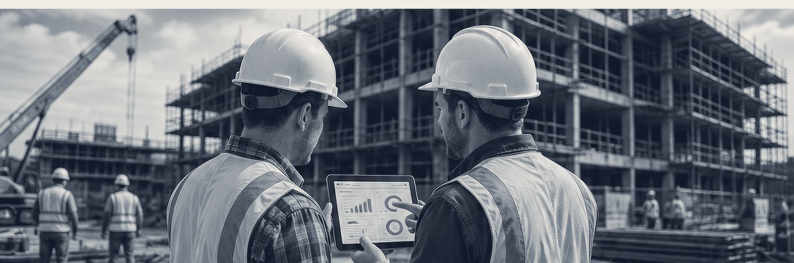 Field leadership reviewing performance data on a construction site